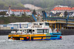 HYDROCAT 55 mit sichtbare IMO Nr. am Heck vor dem Glasbahnhof in Sassnitz. - 24.04.2015