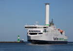 Die Scandlines Fähre Berlin auf dem Seeweg von Gedser nach Rostock am 12.05.2025 in Warnemünde.