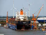 Das 269m lange Containerschiff ONTARIO EXPRESS am 24.05.25 im Dock in Bremerhaven.