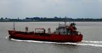 Der 100m lange Chemikalientanker PHILIPP ESSBERGER am 24.05.2025 in Bremerhaven.