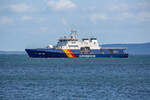 Patrouillenboot BP 82 BAMBERG (IMO 9830020) mit ihrer erkennbaren Bewaffnung vor Sassnitz. - 19.06.2025