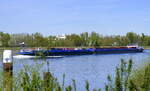Koppelverband Panerai, rheinaufwärts vor Breisch, GMS Panerai L=106m, Tonnage 3335t, 2x1420 PS, Baujahr 2012, GSL Panerai II L=76m, Tonnage 2487t, Baujahr 2010, gemeldet in Werkendam/NL, April 2025