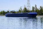 TMS Emma, rheinabwärts, in Wartestellung vor der Schleuse Vogelgrün/Elsaß, L=110m, Tonnage 2994t, 1800 PS, Baujahr 2005, gemeldet in Antwerpen/B, April 2025