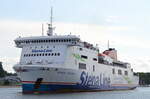 Die STENA HORIZON IMO-Nummer:9332559 Flagge:Zypern Länge:186.0m Breite:26.0m Baujahr:2006 Bauwerft:Cantieri Navali Visentini,Donada Italien auslaufend aus Travemünde am 15.07.25