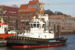 Schlepper PROMPT; Aufnahmeort: Elbe/Hafen Hamburg, Deutschland; Datum: 25.02.2014; Info: (IMO 9647409)