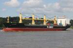 Frachtschiff LILAC ROLLER; Eigner/Betreiber: MACS; Aufnahmeort: Elbe/Hafen Hamburg, Deutschland; Datum: 28.07.2025; Info: (IMO 9509712) Das Bild zeigt die LILAC ROLLER beim Auslaufen  auf Höhe Bubendey Ufer.