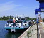 GMS Laguz, im Rheinhafen Breisach, Heckansicht, Mai 2025