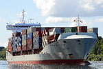 Die SKALAR ex. CONMAR BAY IMO-Nummer:9458975 Flagge:Portugal ex. Antigua und Barbuda Länge:151.0m Breite:24.0m Baujahr:2012 Bauwerft:Jiangdong Shipyard,Wuhu China an der Weiche Fischerhütte im Nord-Ostsee-Kanal aufgenommen am 23.08.25