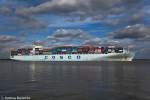 Die COSCO Yantian auf der Elbe am 30.09.09 bei Lhe-Sand.