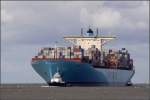 Am 13.08.2009 luft die riesiege EUGEN MAERSK (IMO 9321550) Bremerhaven an. Sie ist eine der derzeit grten Containerschiffe der Welt.