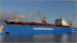 Die 2003 gebaute AVALON (IMO 9327097) liegt am 09.09.2015 im (Schwimm-)Dock III der Lloyd Werft in Bremerhaven. Sie ist 168 m lang, 26,4 m breit und hat einen Tiefgang von 9 m. Die GT/BRZ betrgt 16.683, die DWT 24.035 t. Heimathafen ist Gibraltar.