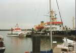 Seenotkreuzer Alfried Krupp im Schutzhafen der Insel Borkum 