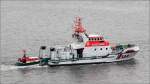 Tochterboot CHRISTIAN will wieder an Bord des DGzRS Seenotkreuzer HERMANN RUDOLF MEYER. Bremerhaven, 14.08.2015.