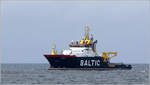 Der 2010 gebaute Hochseebergungsschlepper BALTIC (IMO 9556026) liegt am 05.07.2019 unweit Helgoland in der Nordsee. Die BALTIC ist 63,36 m lang und 15 m breit, hat eine Maschinenleistung von 8.478 kW und einen Pfahlzug von 127 t. Heimathafen ist Hamburg.