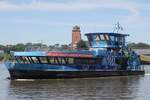 Hadag Hafenfähre ELBPHILHARMONIE (ENI 04812750) (H6078); Eigner/Betreiber: Hadag; Datum: 30.06.2025; Aufnahmeort: Elbe/Hafen Hamburg, Deutschland. Das Bild zeigt die ELBPHILHARMONIE vor dem Anleger Finkenwerder Landungsbrücke.