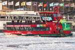 Hadag Hafenfähre ELBMEILE (ENI 04803440); Eigner/Betreiber: Hadag; Datum: 06.02.2012; Aufnahmeort: Elbe/Hafen Hamburg, Deutschland. Das Bild zeigt die ELBMEILE bei Eisgang vor den St.Pauli Landungsbrücken.