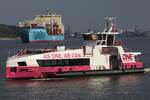 Hadag Hafenfähre NEULAND (ENI 04814280); Eigner/Betreiber: Hadag; Datum: 02.10.2025; Aufnahmeort: Elbe/Hafen Hamburg, Deutschland. Das Bild zeigt die NEULAND vor dem Anleger Bubendey Ufer.