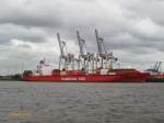 SPIRIT OF HAMBURG (IMO 9391660) am 20.6.2014, Hamburg, Elbe, Liegeplatz Athabaskakai /  ex: BAHIA LAURA (2007 - Dez 2013)  Containerschiff / BRZ 41.483 / Lüa 254 m, B 32,2 m, Tg 12,4 m / 1
