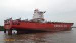CAP ANDREAS (IMO 9629445) am 6.5.2014, Hamburg, als Überlieger an den Pfählen in der Norderelbe /  Containerschiff / GT 69,809 / Lüa 270,9 m, B 42,8 m, Tg 14,6 m / 1 B&W-Diesel, 27.060