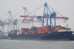 Die Manila Express IMO-Nummer:9301859 Flagge:Hong Kong Länge:260.0m Breite:32.0m am Terminal Burchardkai im Hamburger Hafen am 06.02.10