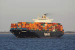 Container ship CHACABUCO (IMO:9295957 Flagge Liberia Reederei Hapag Lloyd auf der Elbe am 10.08.2022 bei Cuxhaven.