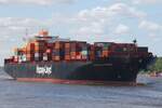 Containerfrachtschiff NINGBO EXPRESS (IMO 9229843); Eigner/Betreiber: Hapag-Lloyd; Datum: 07.05.2026; Aufnahmeort: Elbe/Hafen Hamburg, Deutschland.