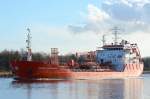 Der Tanker Georg Essberger von John T. Essberger,Hamburg Deutschland IMO-Nummer:9191175 Flagge:Portugal Lnge:100.0m Breite:17.0m Baujahr:2004 Bauwerft:Baltic Shipyard,St.Petersburg Russland passiert auf dem Nord-Ostsee-Kanal Burg (Dithmarschen) am 26.02.12