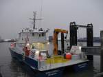 Der Offshore-Versorger WIND FORCE 1 liegt am 5.1.2010 an seinem neuen Anleger im Norddeicher Osthafen 