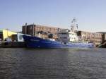 Die  Beaufort , Hh. Norderney, IMO 8895097 liegt hier im Rostocker Fischereihafen und kommt wahrscheinlich gern in den alten Heimathafen zurck.
Das Schiff war die ehemalige  Buk , Hh. Rostock und im Dienst fr die  Schifffahrspolizei unterwegs.
