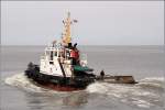 TAUCHER O. WULF 8 macht ordentlich Welle. Gesehen am 12.03.2011 in Cuxhaven.