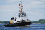 Der Schlepper Wilhelmine IMO-Nummer:8007133 Flagge:Deutschland Lnge:24.0m Breite:9.0m am 26.06.10 auf der Elbe bei Lhe.