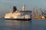 Die Prinz Joachim auf dem Weg von Rostock-Seehafen nach Gedser beim auslaufen in Warnemnde.05.05.2013