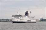Fhrschiff  Kronprins Frederik  der deutsch-dnischen Reederei Scandlines verlsst am 03.07.13 den Hafen von Rostock auf der Linie nach Gedser (DK).