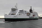 Die Scandlines Hybrid Ferry Prins Richard auf ihrem Seeweg von Rødby nach Puttgarden beim Einlaufen am Morgen des 28.12.2018 gegen 09:58 Uhr in Puttgarden.