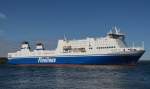 Das Fhrschiff Finnfellow von Finnlines mit Heimathafen Stockholm hat gerade den Hafen Kapellskr/Schweden Richtung Naantalie/Finnland am 05.06.2012 verlassen.