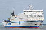 Die MARCO POLO IMO-Nummer:9019080 Flagge:Zypern Länge:150.0m Breite:24.0m Baujahr:1993 einlaufend nach Travemünde am 26.07.25