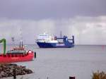 Die Vilnius Seaways am 10.10.12 einlaufend in den F�hrhafen Sassnitz.