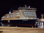 Das im Jahr 2005 gebaute DFDS-Fährschiff COTE DES FLANDRES (IMO: 9305843) kommt Mitte Juli 2025 im Hafen von Calais an.