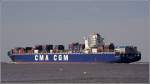 Nachschuss auf die 2008 gebaute CMA CGM ORFEO (IMO 9364992) am 02.04.2010 bei Altenbruch an der Elbe. 