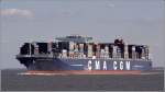 Die 2010 gebaute CMA CGM LAPEROUSE (IMO 9454412) am 26.03.2011 elbabwrts Hhe Cuxhaven. Sie ist 366 m lang, 51 m breit, hat eine GT von 152991 und eine Kapazitt von 13.830 TEU. Heimathafen ist Marseille (Frankreich).