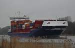 Das Containerschiff MS Elysee / Harlingen   (IMO: 9462794) auf dem NOK bei Hochdonn Richtung Brunsbttel.