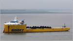 Die 2016 gebaute BIGLIFT BAFFIN (IMO 9758557) läuft in die Weser ein, um am Heavy Lift Terminal in Nordenham-Blexen Monopiles für die Offshore-Windinstrie zu laden. Sie ist 173 m lang und 42 m breit, hat eine GT/BRZ von 23.134 und eine DWT von 20.081 t. Heimathafen ist Amsterdam (Niederlande). 02.07.2020