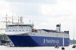 Die CORONA SEA IMO-Nummer:9357597 Flagge:Portugal Länge:187.0m Breite:26.0m Baujahr:2008 Bauwerft:CSC Jinling Shipyard,Nanjing China auslaufend aus Travemünde am 26.07.25