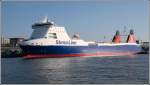 Die 2004 gebaute STENA FREIGHTER (IMO 9138795) am 09.05.2008 an ihrem heimatlichen Liegeplatz in Gteborg. Sie ist 182 m lang, 25 m breit und hat eine GT/BRZ von 21104.