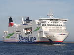 Die StenaLine Fähre Skane auf ihrem Seeweg von Trelleborg nach Rostock-Überseehafen beim Einlaufen in Warnemünde.13.10.2018