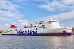 STENA FLAVIA (IMO 9417919) am 26.03.2021 in Lübeck-Travemünde einlaufend.