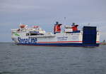 Heckansicht der Stena Gothica am 09.01.2022 in Warnemünde