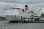 In Gteborg am Deutschlandkai, liegt die  Stena-Germanica . Aufnahme von der Anlegestelle des Wassertaxi aus, am 5.8.2008