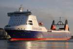Die Stena Carrier IMO-Nummer:9138800 Flagge:Schweden Lnge:183.0m Breite:26.0m beim auslaufen aus dem Hafen von Travemnde am 10.09.09