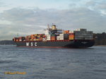 MSC SARISKA (IMO 8715857) am 9.1.2016, Hamburg auslaufend, Elbe Höhe Finkenwerder /   Ex-Namen: MAJESTIC MAERSK bis 09.2010, MAJESTIC bis 05.2011 /   Containerschiff / BRZ 52.181 /  Lüa
